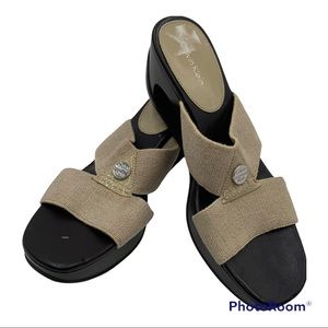 ❤️ Calvin Klein Tan "Marjory" Heel Platform Peep Toe Sandals Size 7.5M